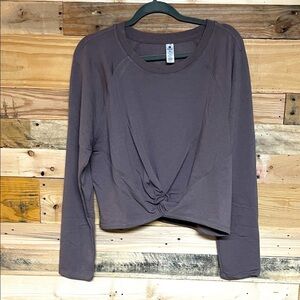 90 Degree By Reflex size XL Brown Twist Front Crop Very Soft Stretchy Sweatshirt